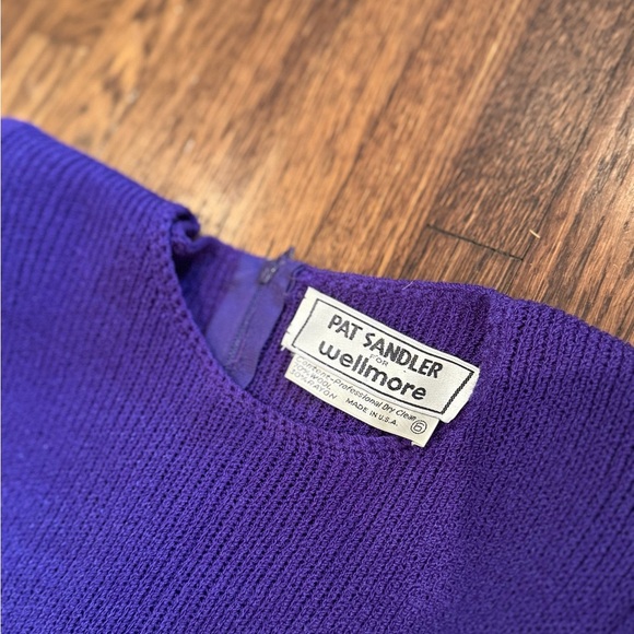 Pat Sandler for Wellmore Vintage Midi Long Sleeve Purple Sheath Dress Size 6 - Picture 4 of 10